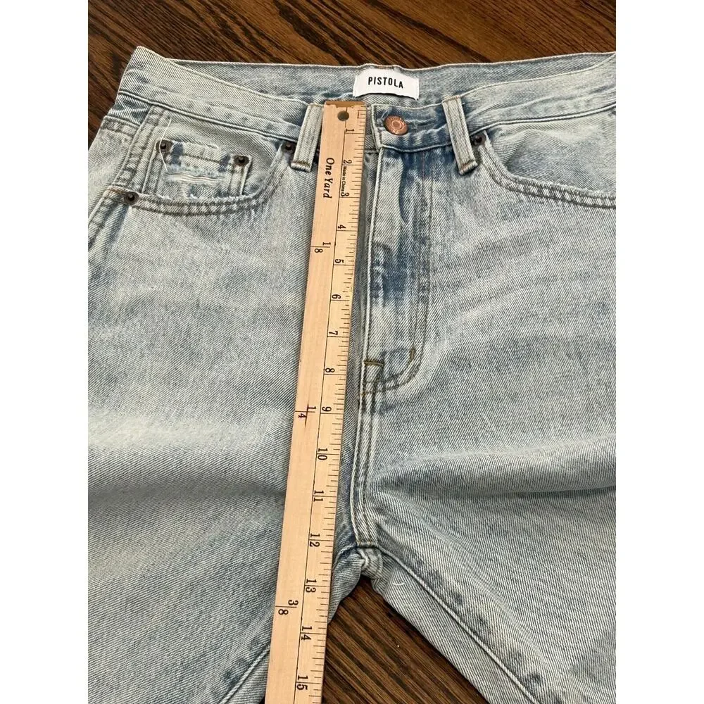 Pistola Womens Blue Light Wash High Rise Distressed Denim Straight Jeans Size 26
